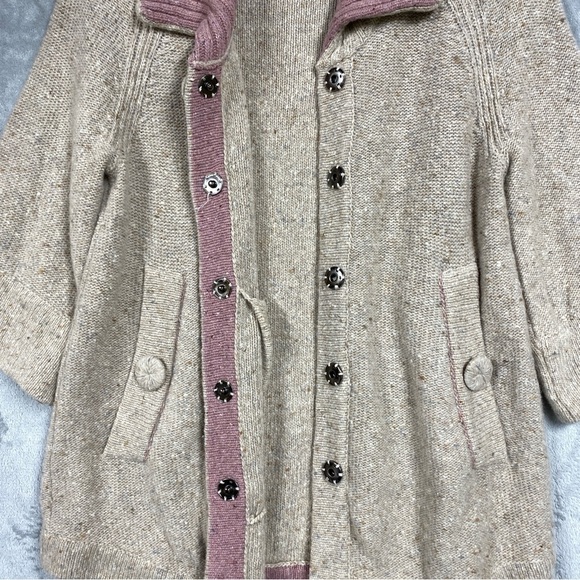 Margaret O'Leary Knit Cashmere Wool Blend Snap Button Cottage Cardigan Size S - Picture 3 of 8